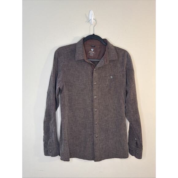 KÜHL 5 Panel Russet Brown Soft Waffle Textured Button Down Shirt Men’s S - Picture 1 of 13